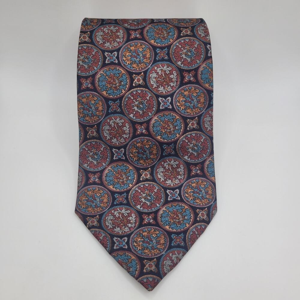 VTG Christian Dior Tie Geometric Print Silk Necktie Mosaic Medallion Tapestry